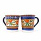 10 oz Set of 2 Orange Blue Ceramic Coffee Cups with Textured Handle Microwave Dishwasher Safe